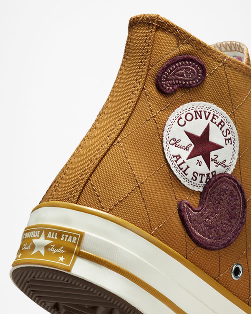 Zapatillas Altas Converse Chuck 70 Crafted Patches Mujer Naranjas Burdeos Oscuro | PE 540PW8